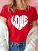 European And American Cross-border Foreign Trade Women's Clothing, Simple Heart-printed Round-neck Short-sleeve T-shirt_ecoleips.com
