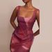 Ladies Square Neck Camisole Summer Mini Dress Fashion Print High Waist Slim Fit Beach Dress Casual Backless Hollow Short Dresses_ecoleips.com