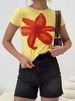 Women's Clothing New Flower Print Short Sleeved T Shirt Female Sexy Backless Slim Top Hot Girl_ecoleips.com