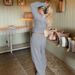 Women's Winter Fashion Solid Color Button Down Cardigan And Sweatshirt Set Casual Two-Piece Style_ecoleips.com