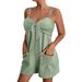 Women's Clothing Elegant Solid Color Metal Suspender Pocket Short Casual Jumpsuit_ecoleips.com