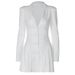 Cross-Border New Solid Color Sexy Deep V Suit Collar Cardigan Elegant Short Ruffle Dress For Women_ecoleips.com