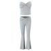 2025 Summer New Women's Fashion Pure Desire Style Slim Twist Tube Top Elastic Flared Pants Set_ecoleips.com