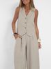 Fashionable Patchwork Cotton Linen Casual Set Vest And Trousers Women's Clothing 2026 European And American Cross Border Hot Selling_ecoleips.com