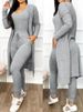 K European And American Style Cardigan Long Casual Pants Set Jumpsuit Solid Color Women's Clothing_ecoleips.com