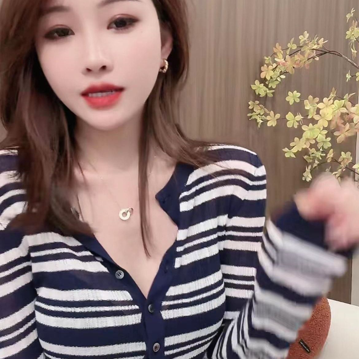 Striped Long-sleeve Knit 2024 Spring And Autumn Loose Versatile Base Sweater New Slim-fit Top_ecoleips.com