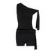 Women's European American Style Solid Color Asymmetrical Neck Sleeveless Top And Slim Fit Shorts Two Piece Set Fashion Summer 2025_ecoleips.com