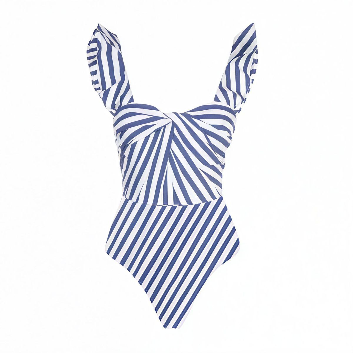 Women's Ruffled Striped One Piece Swimsuit Sleeveless Wire Free Vacation Set Regular Fit Polyester Spandex_ecoleips.com