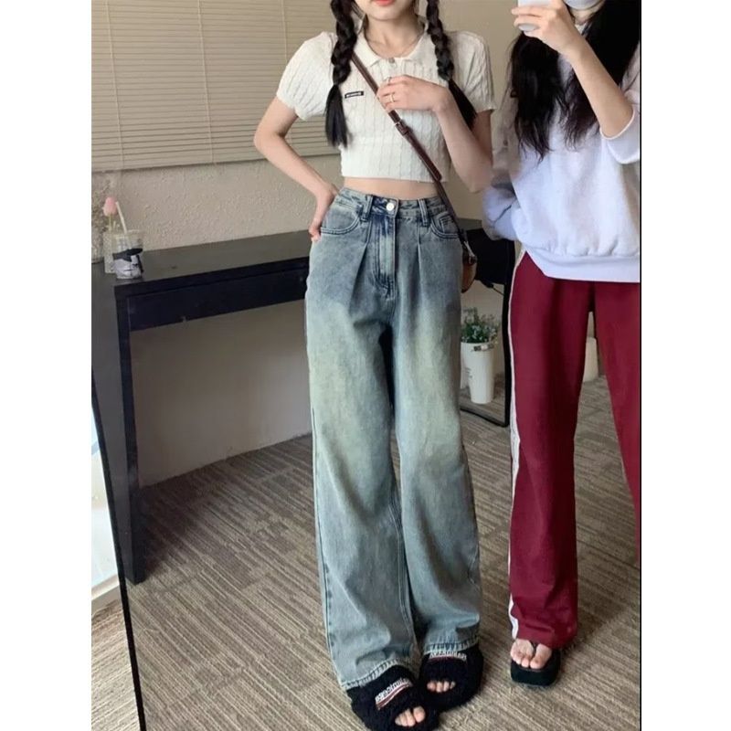 Plus-size Loose-fitting American Retro Straight-leg Jeans For Women, Autumn Wear, High-waisted, Slimming, Stylish_ecoleips.com