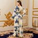 Muslim Robe Ladies Dress Printed Long Skirt Dress_ecoleips.com
