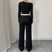 AD316 Cross-Border Color-Block Casual Set: New Spring Autumn Loose Wide-Leg Pants And Slim Fit Off-Shoulder Comfortable_ecoleips.com
