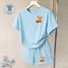 Women's Cute Casual Two Piece Set Bear Print Short Sleeve Top And Shorts Summer Outfit Can Be Worn at Home Or out_ecoleips.com