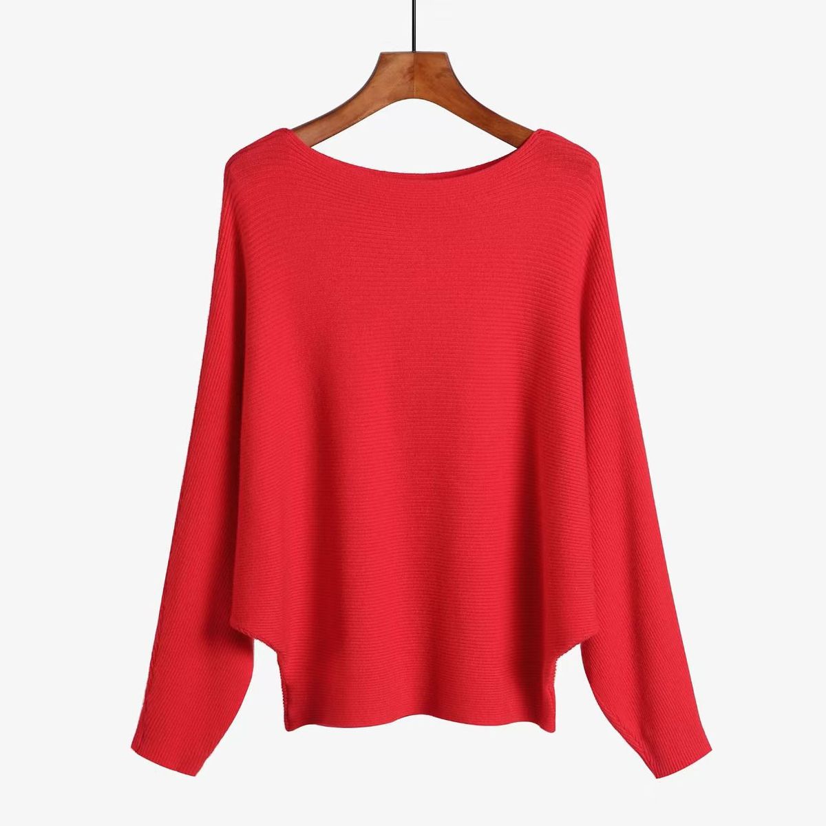Off-Shoulder Batwing Sweater – Oversized Slouchy Knit Top (Viscose-Polyester Blend, 12 Colors, One-Size Fits US 6-14)_ecoleips.com