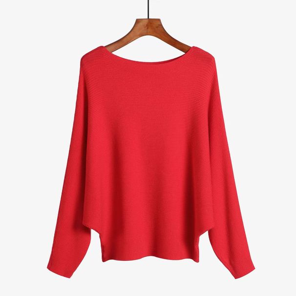 Off-Shoulder Batwing Sweater – Oversized Slouchy Knit Top (Viscose-Polyester Blend, 12 Colors, One-Size Fits US 6-14)_ecoleips.com