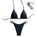 Women's Clothing Sexy Two Piece Swimsuit Solid Color Bikini Set_ecoleips.com