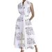 European And American Cross-Border 2024 Summer New Commuter Fashion Solid Color V-Neck Women's Button Big Hem Dress_ecoleips.com