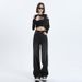 Black And Gray High-waisted Wide-leg Jeans For Women, 2026 Spring-summer New Style, Versatile, Loose, Drapey_ecoleips.com