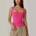 Women's Clothing Women's Square Neck Sleeveless Layered Tank Top - Basic Slim Fit Stretch Tee_ecoleips.com