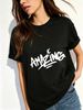 Women Graffiti AMAZING Letter Graphic T Shirt Round Neck Short Sleeve Loose Casual Streetwear Summer Tops_ecoleips.com