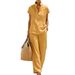 Women's Clothing Women's Casual Cardigan Set Style Solid Color Short Sleeve Lazy Look Fashionable Women's Clothing_ecoleips.com
