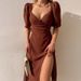 Women's Elegant French Deep V Side Slit Midi Dress – Summer Sophisticated Gown 2026_ecoleips.com