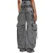 Women's Clothing Distressed Grey Utility Cargo Pants – Streetwear Oversized Wide-Leg Jeans With Multi-Pockets | High Waist, Stretch Comfort_ecoleips.com