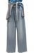 Waffle Texture Soft Tencel Cotton Jeans Women, Slimming And Versatile, Narrow Fit, Light Blue, Floor-length Straight_ecoleips.com