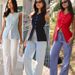 Women's Solid Color V-Neck Sleeveless Vest European American Style Summer Top 2025 New Cross Border Design_ecoleips.com
