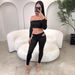 Women's European American Style Two Piece Set Off-Shoulder Top And Trousers Long/Short Sleeve Hollowed Out Tight-Fitting Autumn Wear_ecoleips.com