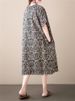 Cotton Linen Vintage Print Spring Summer Dresses For Women 2026 Short Sleeve Casual Loose Midi Dress Robe Femme Elegant Clothing_ecoleips.com