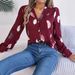 Real Shot Of 2026 Spring/Summer European And American Elegant Feather Print Blazer Collar Long-sleeve Shirt,_ecoleips.com