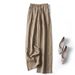 Suitable For All Seasons Very Cool Summer Breathable Draped Lyocell Linen Elastic High Waist Straight Casual Wide Leg Pants For Women_ecoleips.com