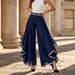 Patchwork Layered Chiffon High-Waisted Casual Wide Leg Pants American Fashion Style For Women_ecoleips.com