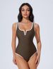 Women's Sexy One-Piece Swimsuit With Deep V-Neck & Side Cutouts - High Waist Tummy Control Bathing Suit For Women, Solid Color Swimwear For Beach_ecoleips.com