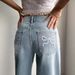 New Cross-border Loose-fitting Floor-length Light Blue Jeans With Vintage Design, Washed Straight High-waisted_ecoleips.com