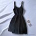 Elegant French Hepburn Style Women's Knitted Maxi Dress With Slimming Waist Spaghetti Strap Pleated Design Sophisticated Alluring Dress_ecoleips.com