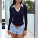 DiYun European American Casual Vacation Patchwork Long-sleeve Solid Color Top T-shirt Women's Clothing 2025 Autumn And_ecoleips.com