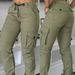 Women's Clothing Army Green Casual Patch Pocket Cuffs Trousers_ecoleips.com
