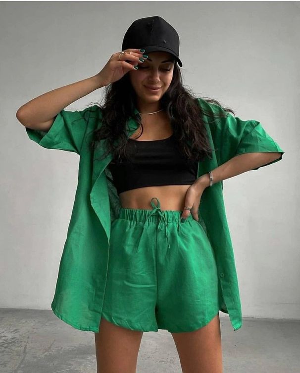 Women's Solid Color Casual Fashion Suit Single Breasted Shirt And Shorts Loose Fit In 6 Colors_ecoleips.com