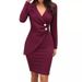 Slim-Fit Button-Down Pencil Dress – V-Neck Office Dress With Asymmetrical Hem For Business & Casual Wear_ecoleips.com