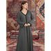 Women's Clothing Temperament V Neck Dress Loose Fashion Embroidered Long Skirt_ecoleips.com
