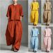 Women’s Casual Linen Shirt & Pants Set – Breathable Cotton Two-Piece Outfit For Spring & Summer_ecoleips.com