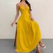 Women's Summer Sleeveless Wrap Dress Halter Neck Maxi Dress with Pockets Breathable Flowy Beach Wedding Party Casual Sundress_ecoleips.com
