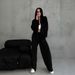 New European And American 2025 Fashion Women's Long-sleeved Lapel Zipper Cardigan Sweater Fleece Shirt Trousers_ecoleips.com