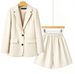 Petite Women's Hazy Blue Korean Style Suit And Shorts Set Relaxed Casual Versatile Slimming Two Piece Set_ecoleips.com