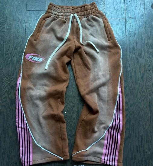 Versatile High Waist Drawstring Wide Leg Sweatpants Khaki Autumn Winter High Street Hip Hop Trend Casual Contrast Color Men Women Bottoms_ecoleips.com