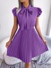 Women's INS Style Lace Up Waist Large Fold Dress Spring/Summer Temperament A-Line Knee-Length Casual Polyester Skirt_ecoleips.com