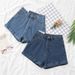 Women's Trendy Rolled up Denim Shorts Summer Thin A-Line Straight Leg Casual Wide Leg Hot Pants Hot Summer New_ecoleips.com
