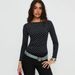 Voya Women's Versatile Spring And Summer Interior Black And White Polka Dot Top, Large Backless Long Sleeved Slim Fit T-shirt, Retro Layered Wear_ecoleips.com