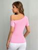 Pure Wind Oblique Shoulder Short-sleeved T-shirt Women's Summer Design Sense Slim-fit Off-shoulder Clothing Looks Thin_ecoleips.com